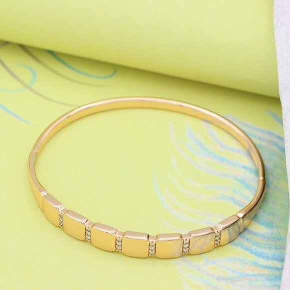 Elegant Rose Gold Bangle with Geometric Link Detailing, XPBL0583 - Picture 3 of 12